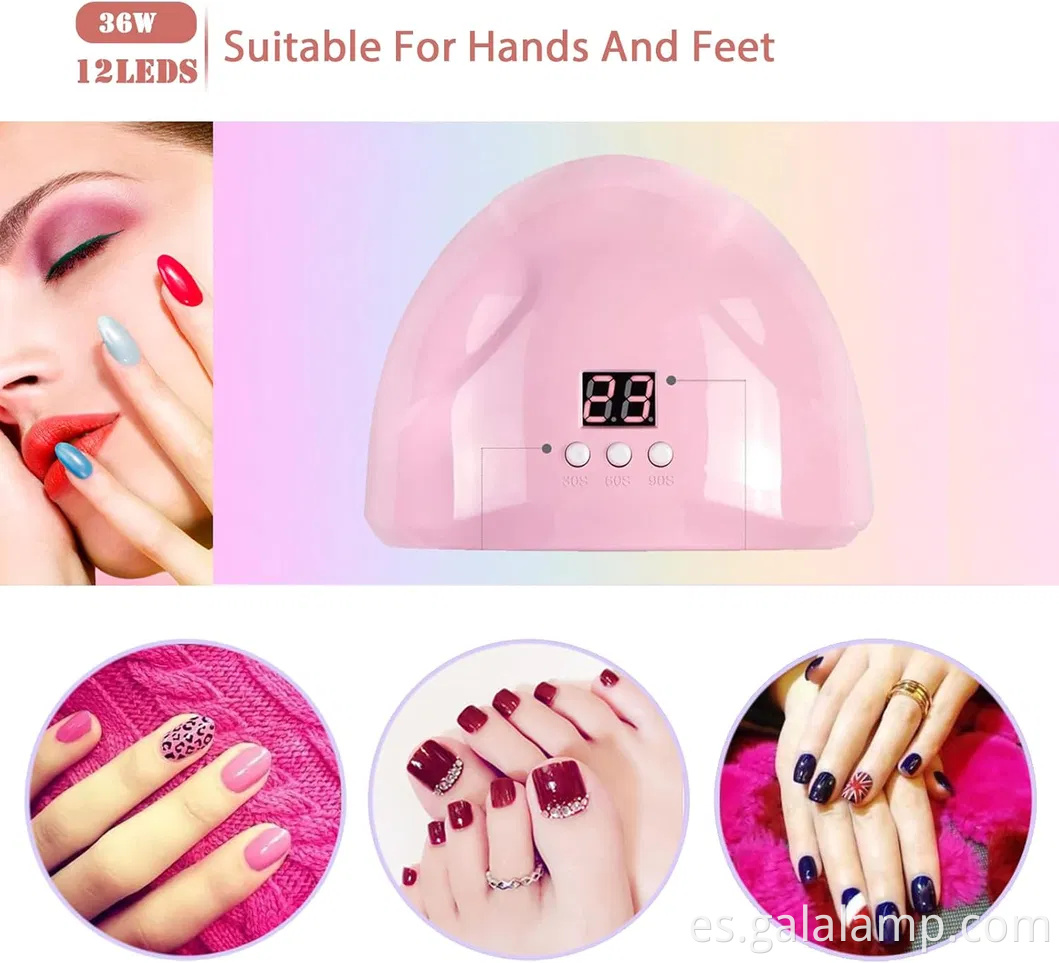 Secador de uñas UV compacto con pantalla LED para curado de gel rápido